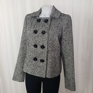 Jones New York herringbone print wool blend short jacket size small